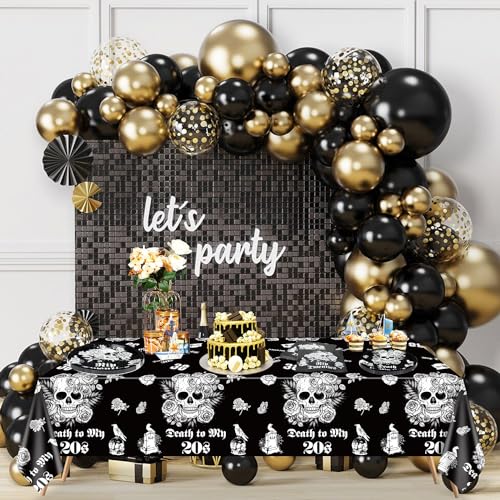 30th Birthday Decorations - Black Rip to My 20s Party Pack with Plates, Napkins & Tablecloth