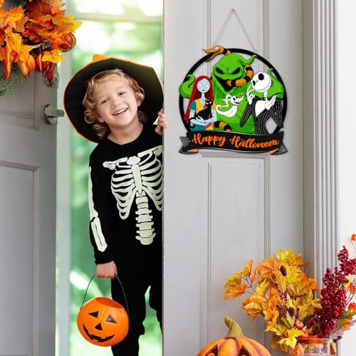 Halloween Nightmare Wooden Door Sign - Spooky Holiday Decor, 11x11 Inches