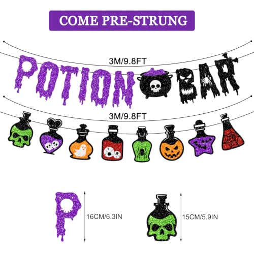 Halloween Glitter Potion Bar Banner with Potions Themed Decorations