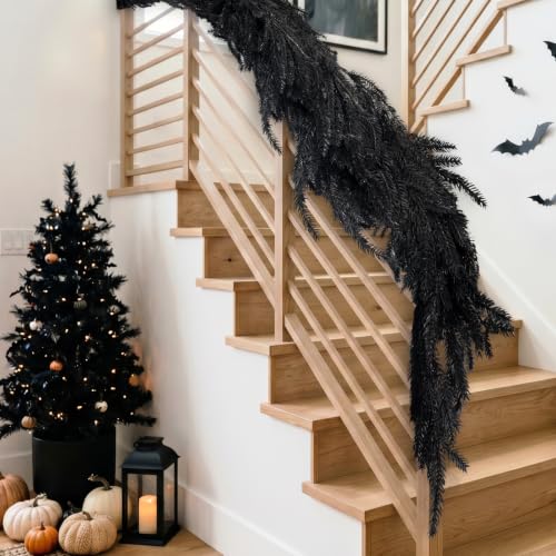 Black 6FT Halloween Norfolk Pine Garland - Indoor Decor, Pack of 1