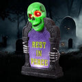 Halloween Graveyard Tombstone Decoration with Glowing Skeleton, 16.5 Inch Outdoor LED Yard Prop