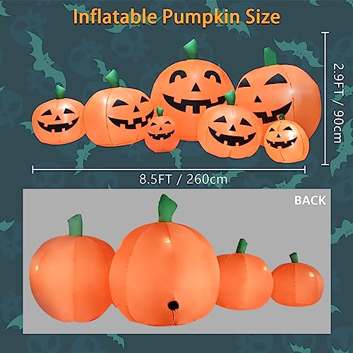 8.5FT Outdoor Halloween Inflatable Pumpkin Decoration with LED Lights, Yard & Garden Decor