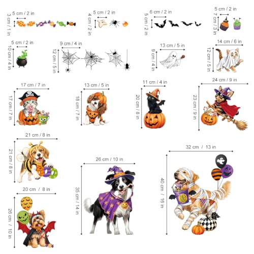 Halloween Dog Cat Window Clings Reusable Decorations for Glass Windows