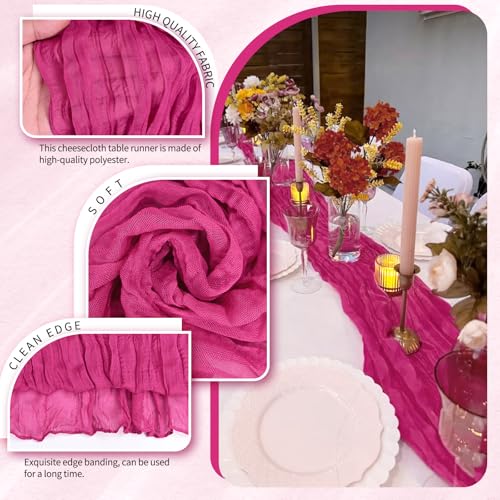 Showgeous Fuchsia Cheesecloth Table Runner - 10ft Wedding & Party Decor - Variation: Fuchsia / 1 Pack