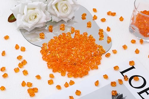 Orange Acrylic Gems Vase Fillers 500PCS - Irregular Plastic Diamonds for Decor