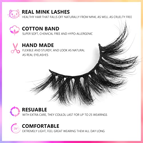 20mm Queen Mink Lashes - 3D Fluffy False Eyelashes, Reusable, Dramatic Cat Eye