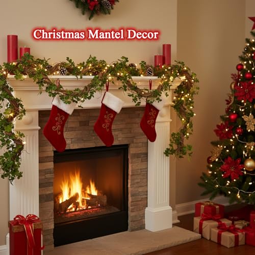 69-Inch Faux Leaf Grapevine Moss Tree Branch Garland for Halloween & Decor