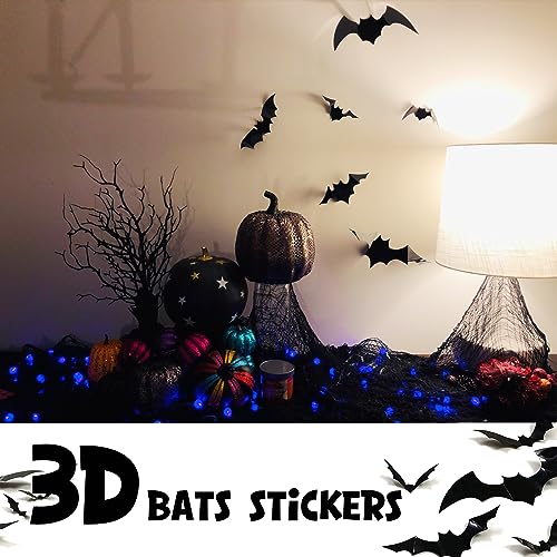 Large Black Halloween Creepy Cloth with Bat Decorations - 400 x 85 Inches
