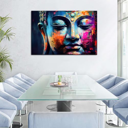 Large Buddha Wall Art Canvas Poster - Zen Meditation Room Decor 48x32 Inches