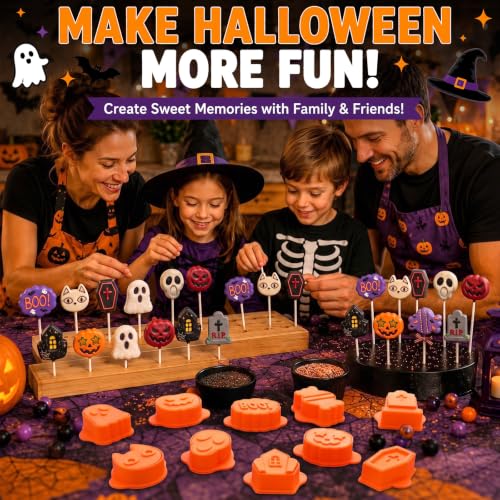 Halloween Cake Pop Mold Set with 100 Sticks - Spooky Shapes for DIY Desserts