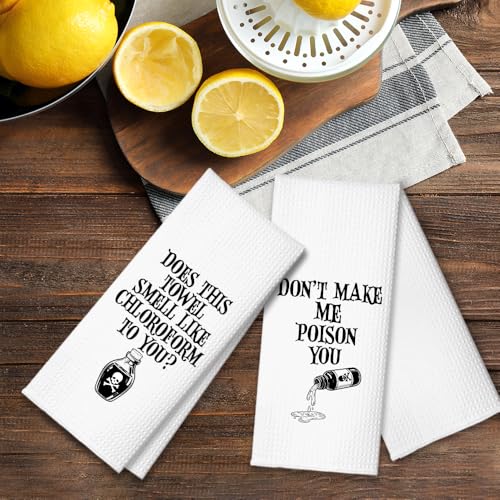 Poison Don’t Make Me Poison You Kitchen Towel Set - Funny Halloween Decor, 2 Pack