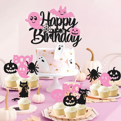 Halloween Cake Topper and Cupcake Picks Set - 25 Pcs Spooky Party Decorations