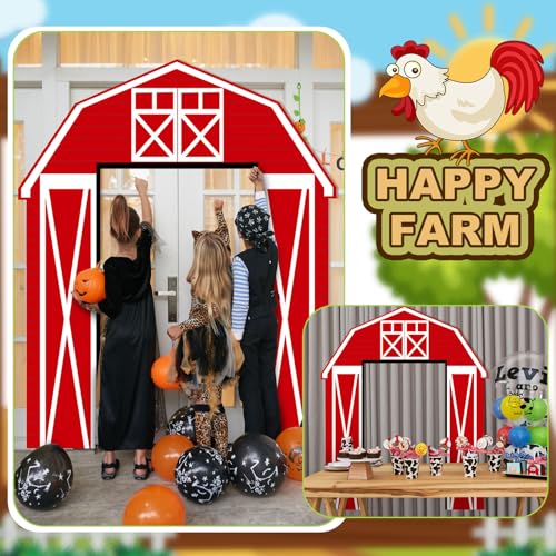 Farm Animal Party Decorations Set - Barn Door Banner & Backdrop for Rustic Theme Events