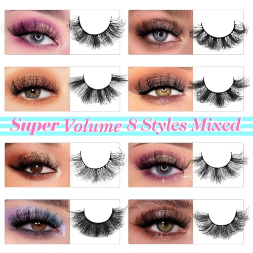 48 Pairs Faux Mink Eyelashes Thick Dramatic Long Lash Pack 8 Styles Wholesale