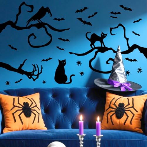 Halloween Tree Branch Cat Wall Stickers - Branch Cats Variation