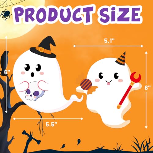 Halloween Ghost Paper Cutouts - 60 Pack Wall Decorations for Classroom, Party & Home
