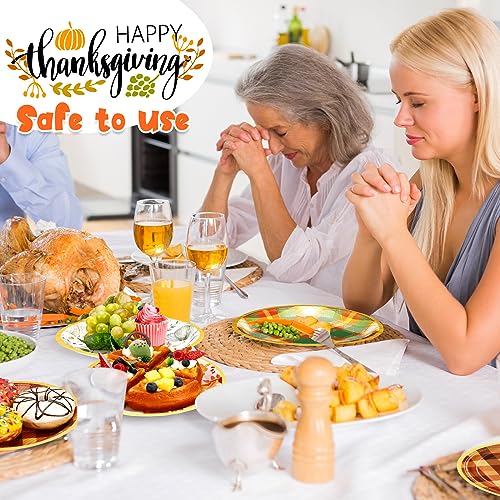 Uiifan 120 Pcs Fall Pumpkin and Maple Leaf Disposable Paper Plates - 7 Inch Thanksgiving & Autumn Harvest Dinnerware Set - Variation of THIS listing