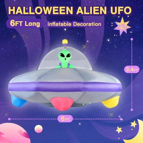 Inflatable UFO Car Decorations Kit for Halloween Trunk or Treat - Waterproof, Bright LED Lights