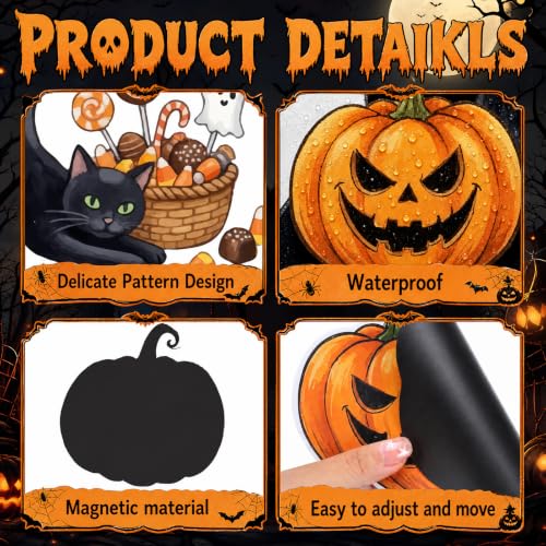 Halloween Garage Door Magnets Set - 20 Cute Ghost Black Cat Pumpkins Decorations
