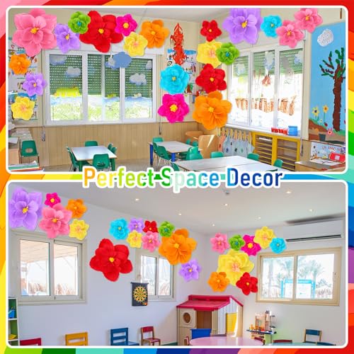 Giant Paper Flowers Decoration Set - Mexican Fiesta Theme, 96 Pieces