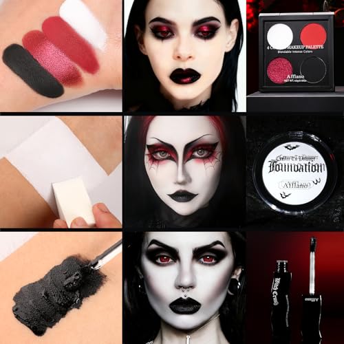 Goth Makeup Kit - Complete Halloween & Cosplay Face Paint Set with Nails & Accessories