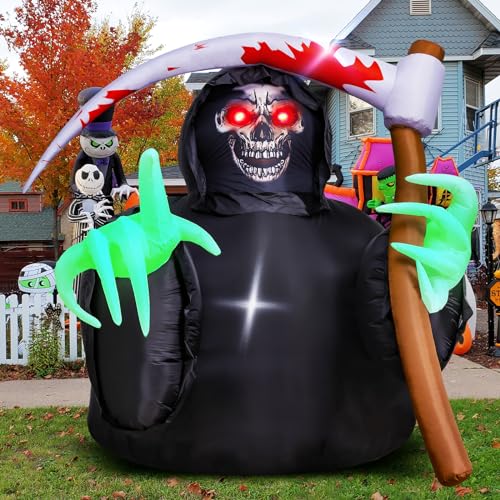 Halloween Inflatable Grim Reaper Outdoor Decor with Built-in LEDs - 7.2FT