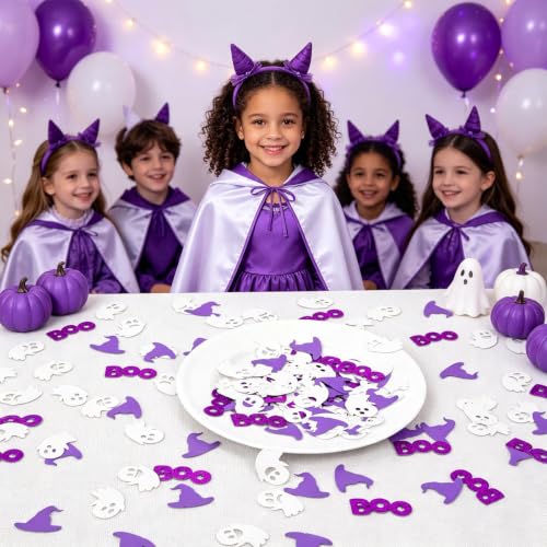 Purple Halloween Confetti 200pcs Witch Hat Boo Ghost Party Decorations