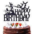 Halloween Spooky Bat Cake Topper Black Glitter for Birthday & Party