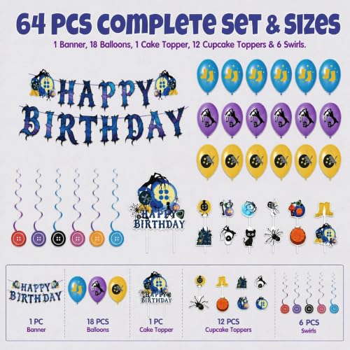 Halloween Birthday Party Decorations Set with Banner Balloons Cake Toppers Spooky Theme