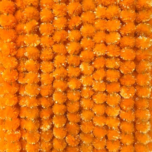 Orange Marigold Garland Set - 10 Pieces, 5 Feet Artificial Indian Decoration