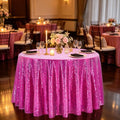 Fuchsia Round Sequin Tablecloth - 132 Inch Glitter Cover for Wedding & Party