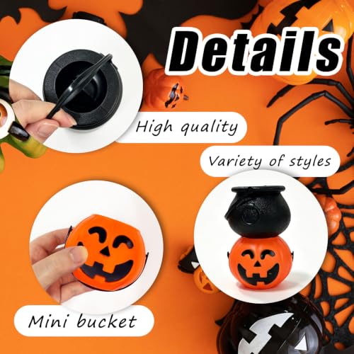 Mini Halloween Pumpkin Buckets Set - 36 Black and Orange Portable Candy Baskets