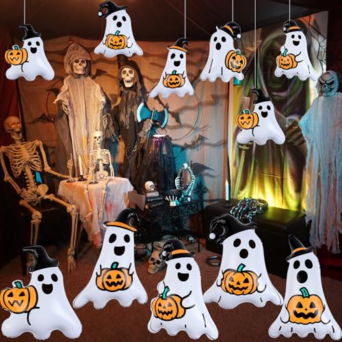 Halloween Inflatable Ghost Balloons Set - 18 Pieces for Haunted House & Yard Decor - White Variation