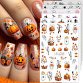Halloween Nail Art Stickers Decals 3D Pumpkin Ghost Skull Bat Set - Style2
