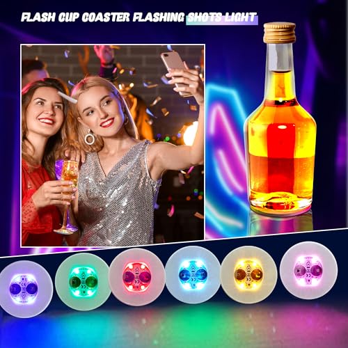 54 Pack LED Light Up Drink Coasters - Glow Luminescent Cup Coasters for Parties and Weddings - Color Style 1