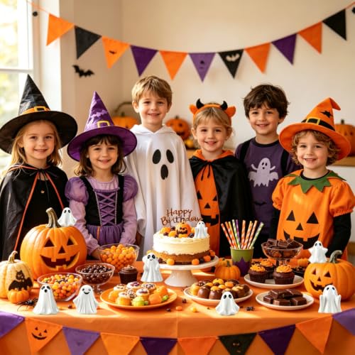 Mini Resin Ghost Figurines Set - 48pcs Halloween Decorations & Favors