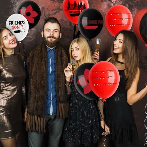 50-Pack 12-Inch Black Red Mystery Themed Latex Balloons for Parties