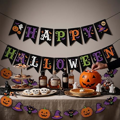 Halloween Banner Spooky Horror Bunting Garland Party Decorations - Variation D