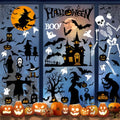 Halloween Window Clings - Reusable Indoor Decor with Ghost, Skeleton & Bats, 8 Sheets