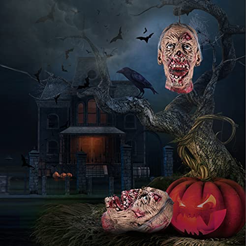 Halloween Zombie Head Hanging Decor - Bloody Severed Head Prop for Haunted House Scarecrow