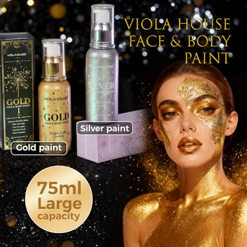 Gold Face & Body Paint - Washable, Long-Lasting, Highly Pigmented for Halloween & Stage Makeup - 75ml