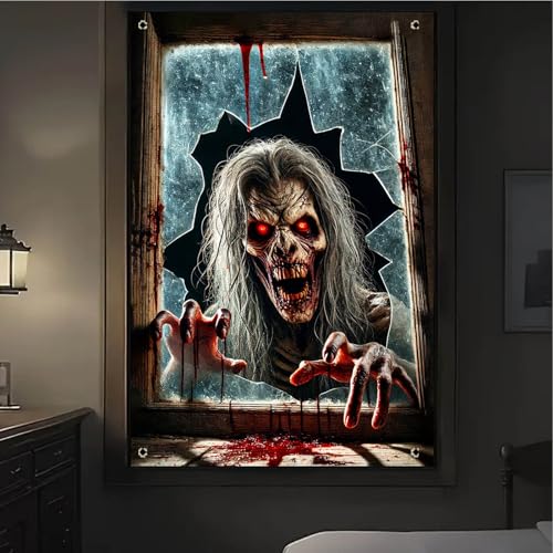Halloween Zombie Window Cover - 31x47 Inch Polyester Decoration - Variation 248023AXNYF