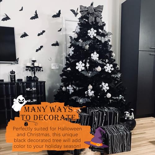 Black 4FT Artificial Christmas Tree with PVC Branches & Metal Stand - Halloween Decor