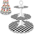 Black White Race Car Cupcake Stand 2-Pack - 3-Tier Dessert Tower for Car Birthday