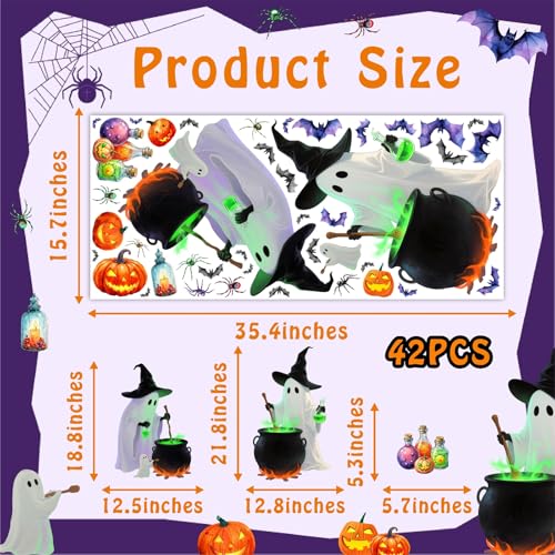 Halloween Ghost Window Clings - Funny Ghosts & Bats Wall Decals - Ghost Variation