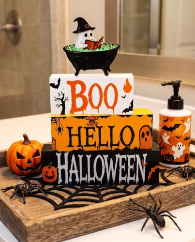 Halloween Ghost Bathroom Decor 4pcs Set - Black Ghost Restroom Accessories