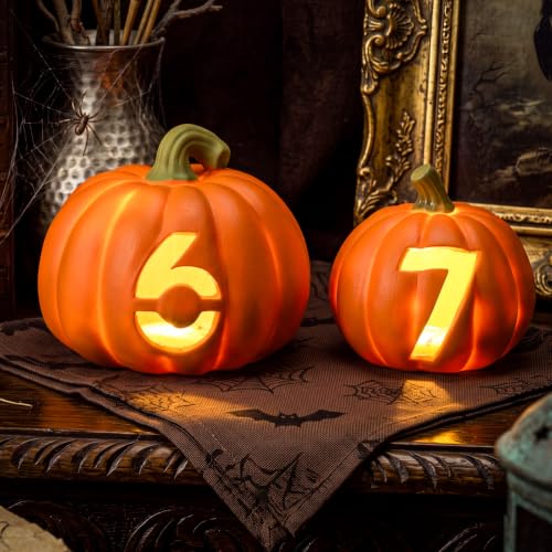 Halloween Pumpkin Lantern Set with Eerie Faces - Indoor & Outdoor Decor
