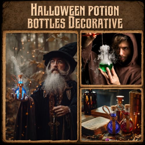 20 Pack 3oz Plastic Potion Bottles with Leather Cases & Corks - Medieval Theme