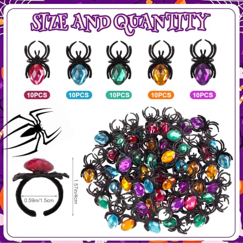 Halloween Spider Rings 50 Pack Adjustable Plastic Costume Party Favors