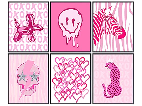 Aesthetic Wall Art Prints - Pop Art Retro Style Poster Set for Girls Bedroom Decor - 6 Unframed Prints